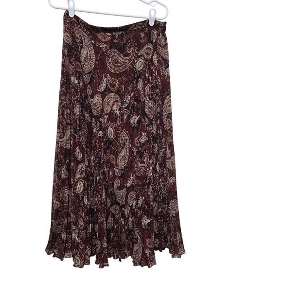 Garnet hill skirt womens size 10 brown pleated maxi cottagecore peasant hippie - Picture 3 of 8